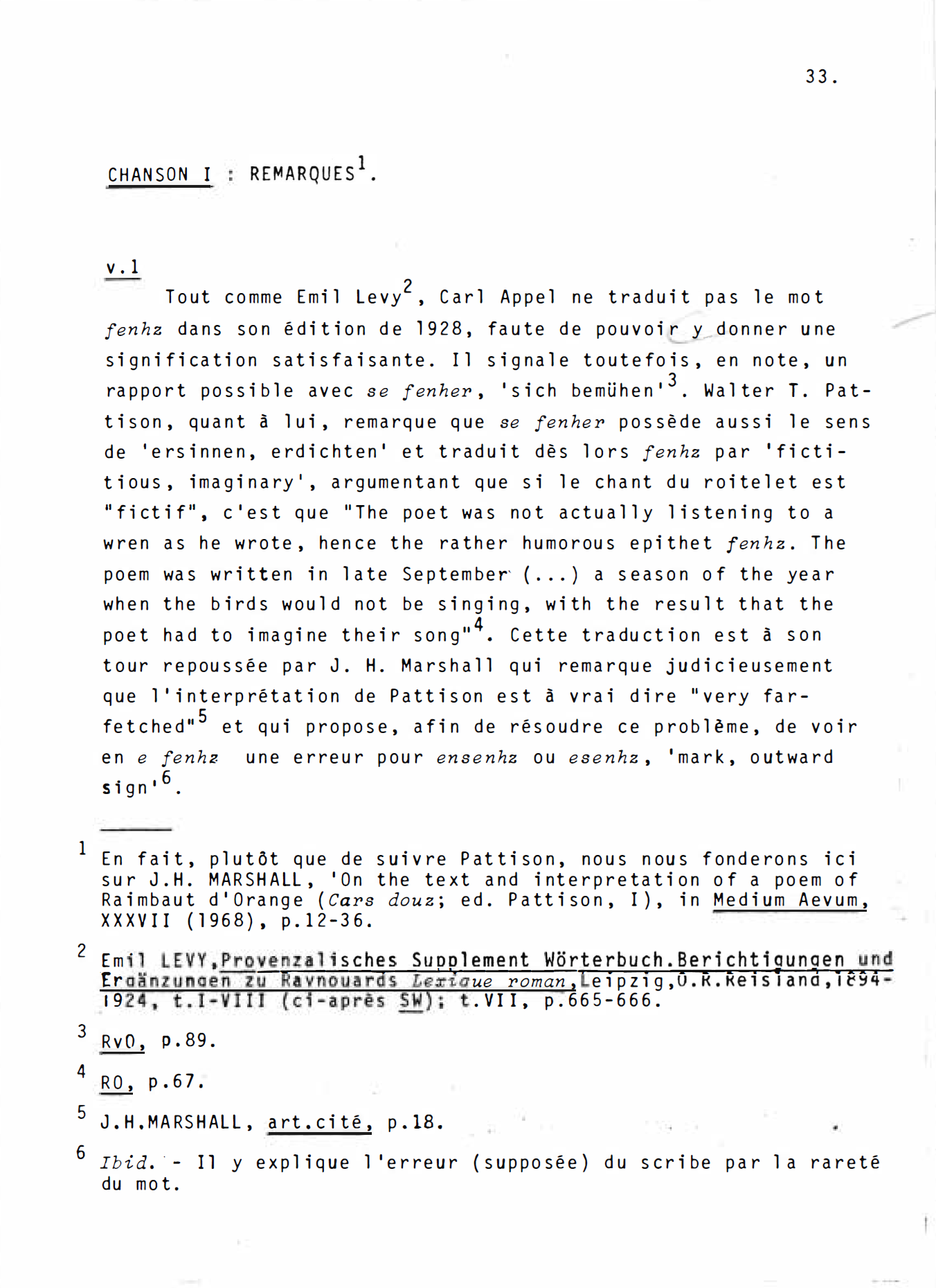 A crop of typescript page 51 of volume 1: the opening strophe of Chanson I.